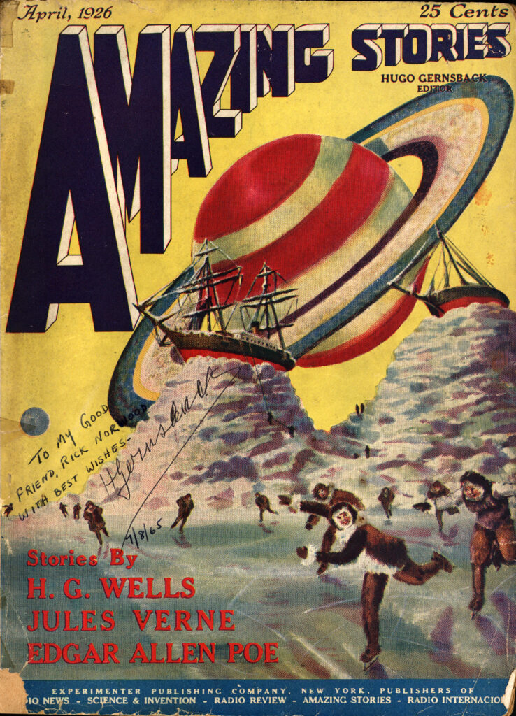 Couverture du premier numéro d'Amazing Stories (avril 1926, couverture de Frank R. Paul)