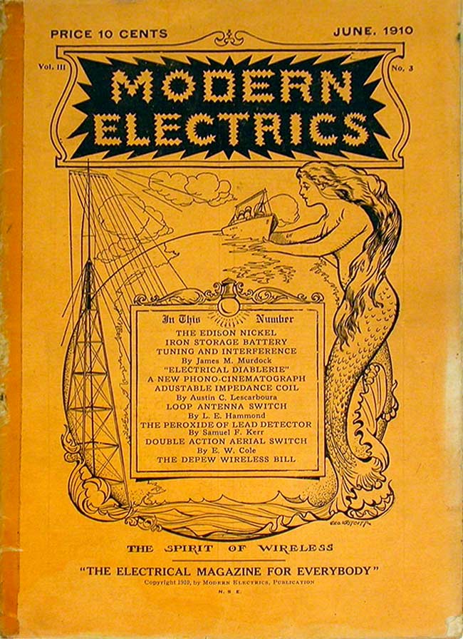 Couverture du numéro de juin 1910 de Modern Electrics
