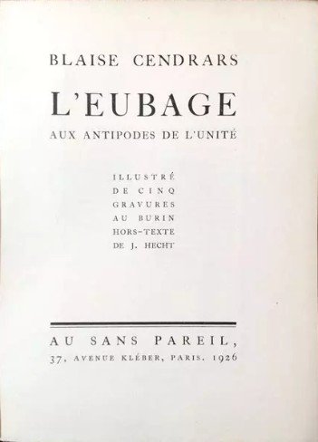 Couverture de L'Eubage, de Blaise Cendrars.